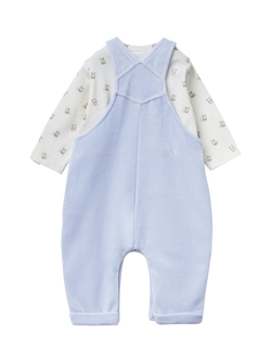 Benetton Baby Cotton Blend Dungaree Set, Blue - view 2, Blue