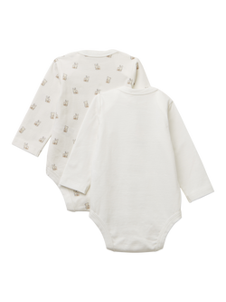 Benetton Baby Cotton Blend Long Sleeved Bodysuit, Pack of 2, White - view 2, White