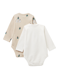 Benetton Baby Cotton Blend Bodysuit, Pack of 2, Beige - view 2, Beige