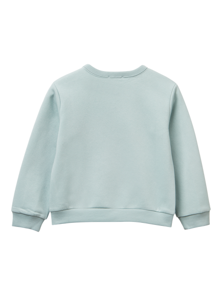 Benetton Kids' Cotton Blend Logo Sweatshirt, Green - view 2, Green