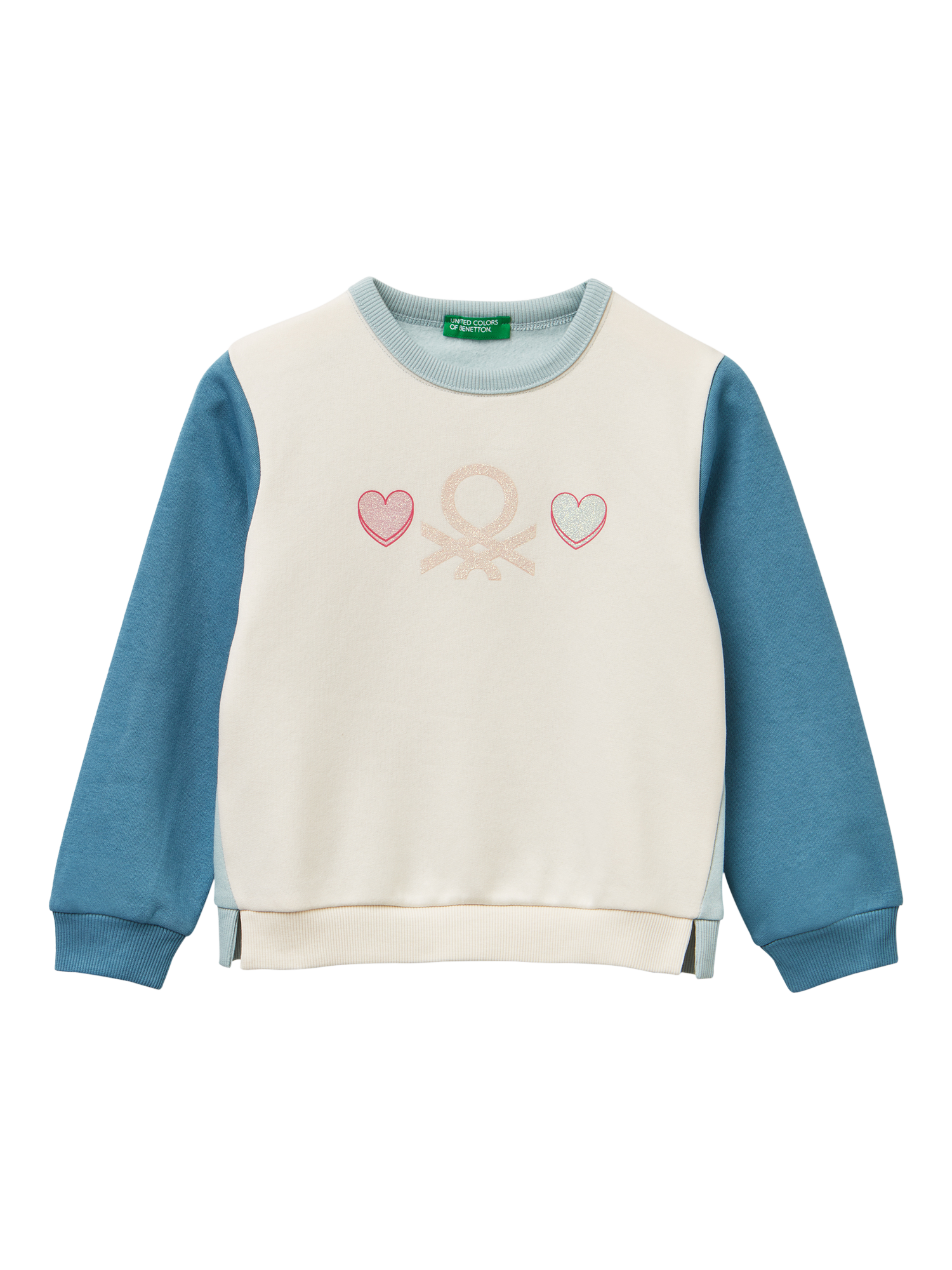 Product image 1 of 3, which shows Benetton Kids' Cotton Blend Colour Block Sweatshirt, Multi, 3-4 years