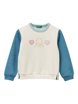 Benetton Kids' Cotton Blend Colour Block Sweatshirt, Multi, Multi