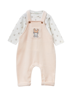 Benetton Baby Cotton Blend Dungaree Set, Pink, Pink