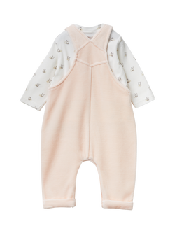 Benetton Baby Cotton Blend Dungaree Set, Pink - view 2, Pink