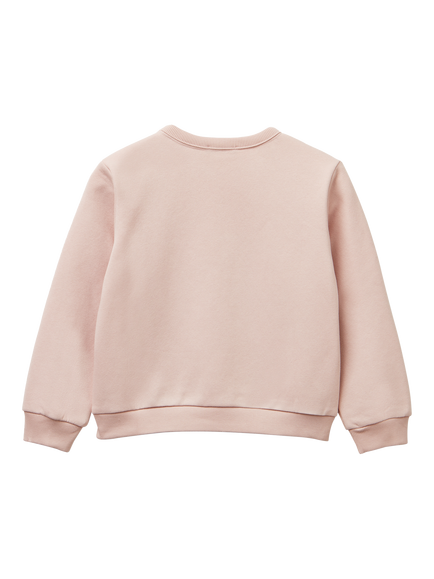 Benetton Kids' Cotton Blend Logo Sweatshirt, Pink - view 2, Pink