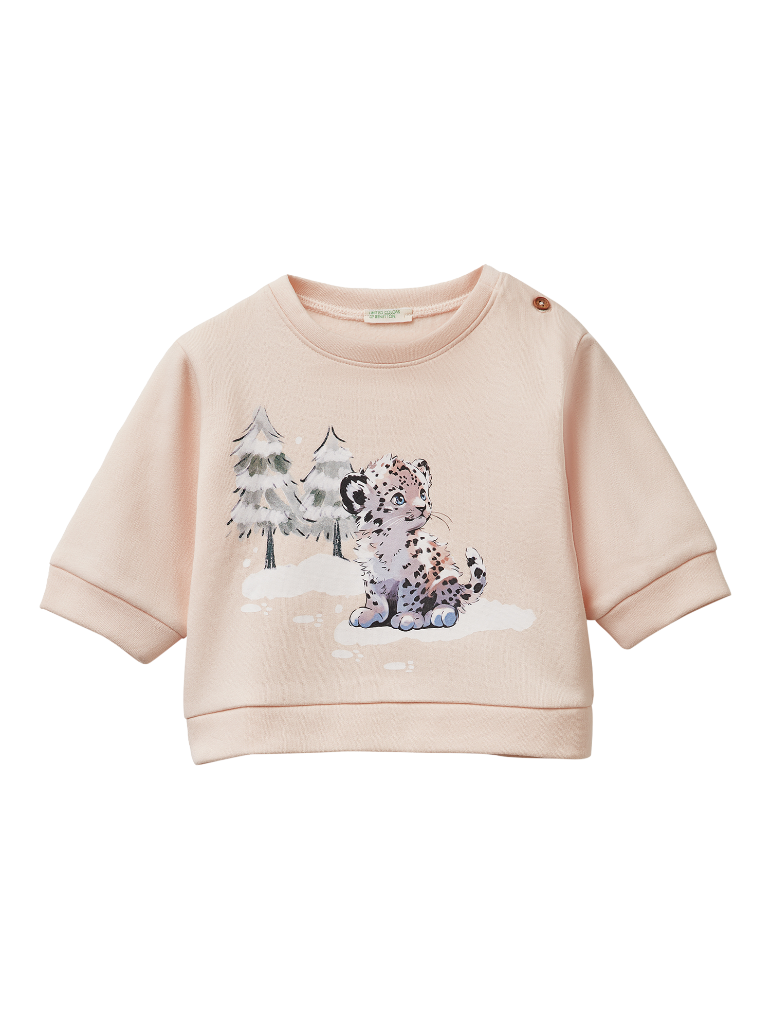 Product image 1 of 3, which shows Benetton Baby Digital Print Jumper, Pink, 1-3 months