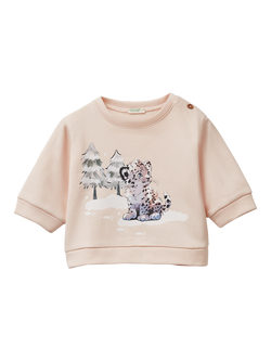Benetton Baby Digital Print Jumper, Pink, Pink