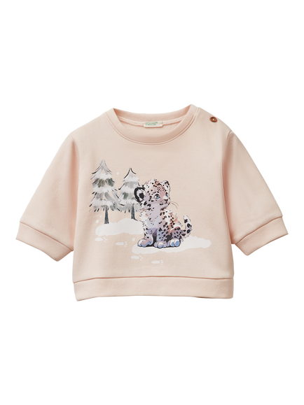 Benetton Baby Digital Print Jumper, Pink, Pink