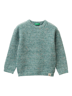 Benetton Baby Knitted Crew Neck Jumper, Grey, Grey