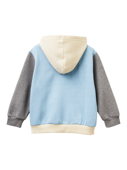 Benetton Kids' Cotton Blend Zipped Hoodie, Multi - view 2, Multi