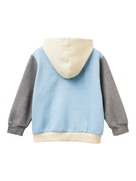 Benetton Kids' Cotton Blend Zipped Hoodie, Multi - view 2, Multi