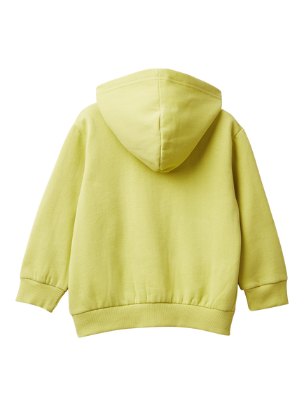 Benetton Kids' Brushed Fleece Zipped Hoodie, Green - view 2, Green