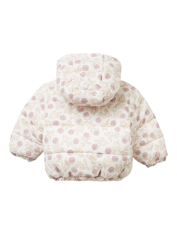 Benetton Baby Fleece Lined Floral Padded Jacket, White - view 2, White