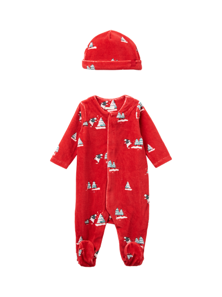 Benetton Baby's Tree Graphic Bi-Pack Romper, Red, Red