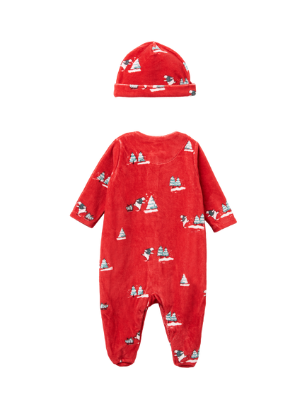 Benetton Baby's Tree Graphic Bi-Pack Romper, Red - view 2, Red