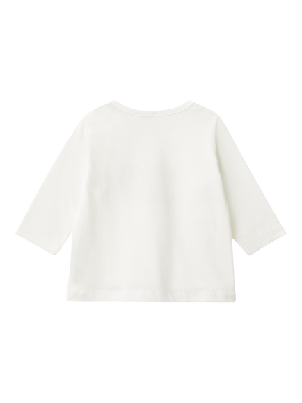Benetton Baby Pure Cotton Long Sleeved T-Shirt, White - view 2, White