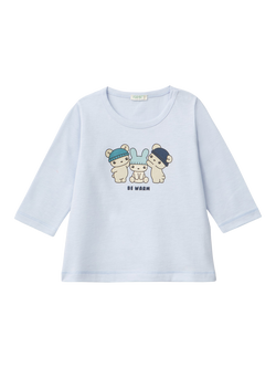 Benetton Baby Pure Cotton Long Sleeved T-Shirt, Light Blue, Light Blue