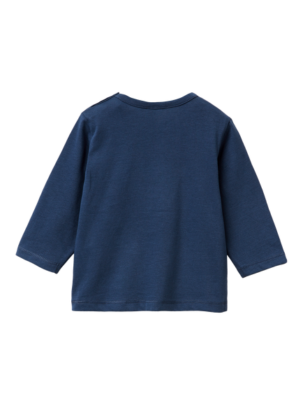 Benetton Baby Pure Cotton Long Sleeved Penguin T-Shirt, Blue - view 2, Blue