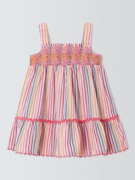 John Lewis Baby Rainbow Stripe Dress, Multi, Multi