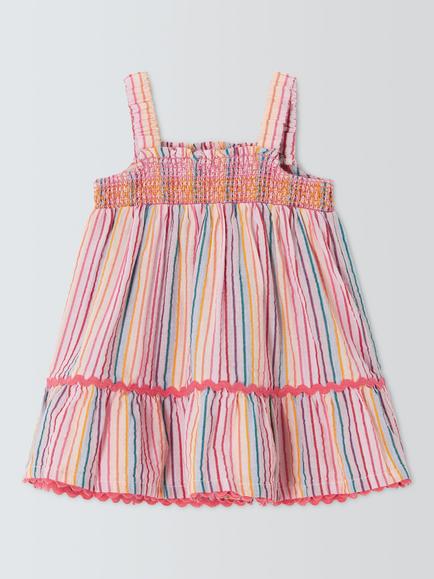 John Lewis Baby Rainbow Stripe Dress, Multi - view 2, Multi