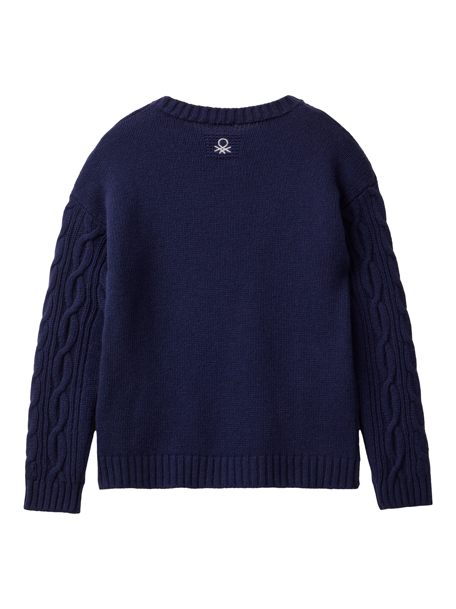 Product image 2 of 3, which shows Benetton Kids' Cable Knit Sweater, Blue, 6-7 years