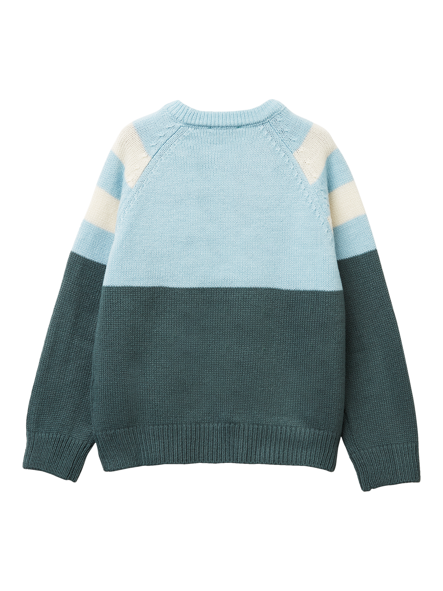 Product image 2 of 3, which shows Benetton Kids' Colour Block Jumper, Blue, 3-4 years