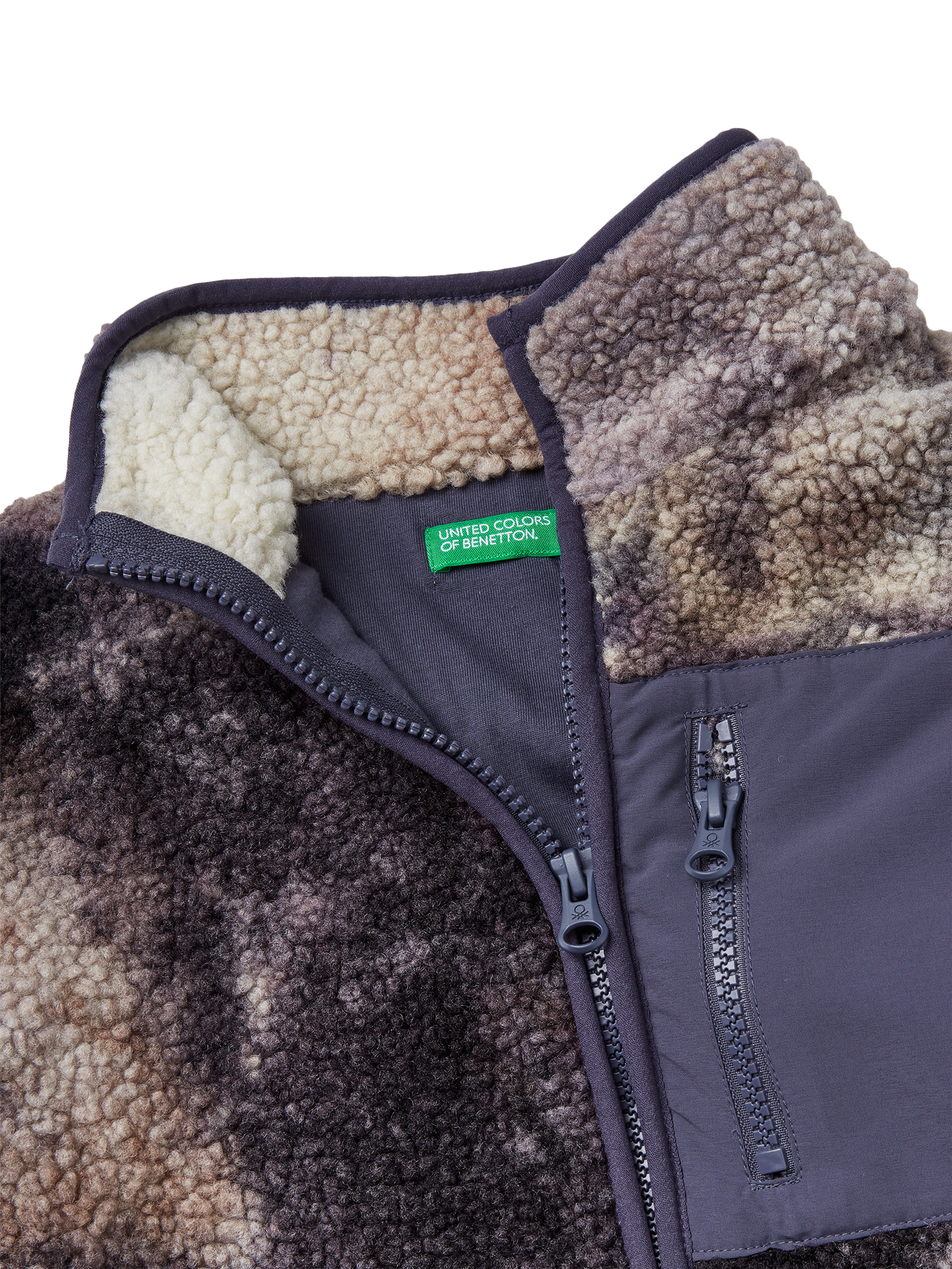 Product image 3 of 3, which shows Benetton Kids' Gradient Zip Neck Fleece Sweatshirt, Multi, 10-11 years