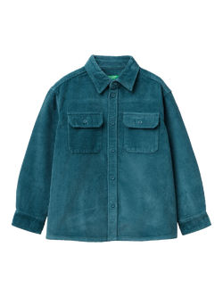 Benetton Kids' Oversized Velvet Shirt, Green, Green