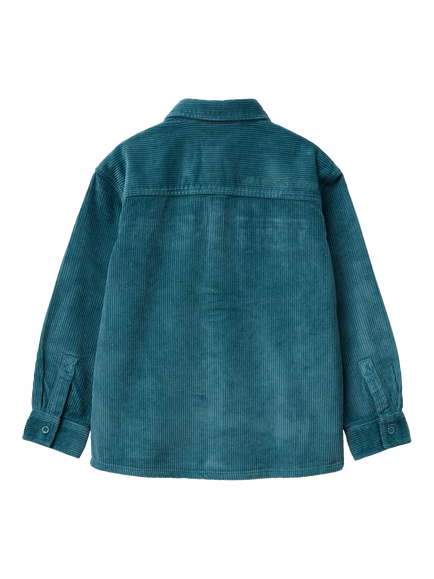 Benetton Kids' Oversized Velvet Shirt, Green - view 2, Green