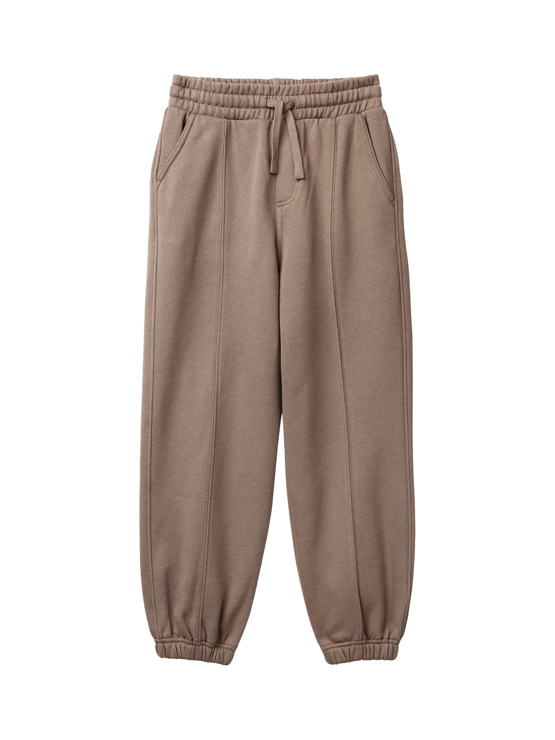 Product image 1 of 3, which shows Benetton Kids' Cotton Blend Fleece Drawstring Joggers, Brown, 6-7 years