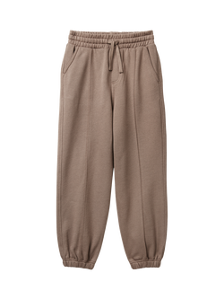 Benetton Kids' Cotton Blend Fleece Drawstring Joggers, Brown, Brown
