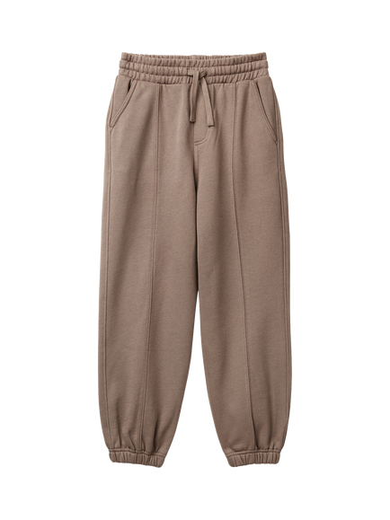Benetton Kids' Cotton Blend Fleece Drawstring Joggers, Brown, Brown