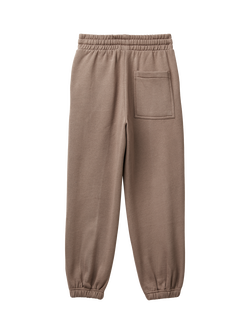 Benetton Kids' Cotton Blend Fleece Drawstring Joggers, Brown - view 2, Brown