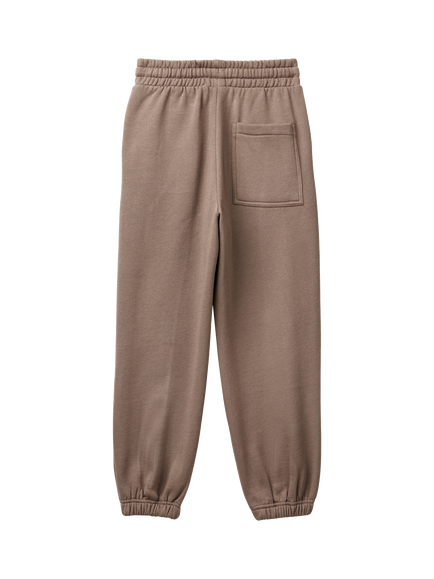 Benetton Kids' Cotton Blend Fleece Drawstring Joggers, Brown - view 2, Brown