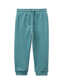 Benetton Kids' Cotton Blend Fleece Drawstring Joggers, Turquoise, Turquoise