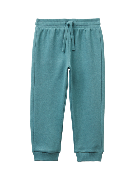 Benetton Kids' Cotton Blend Fleece Drawstring Joggers, Turquoise, Turquoise