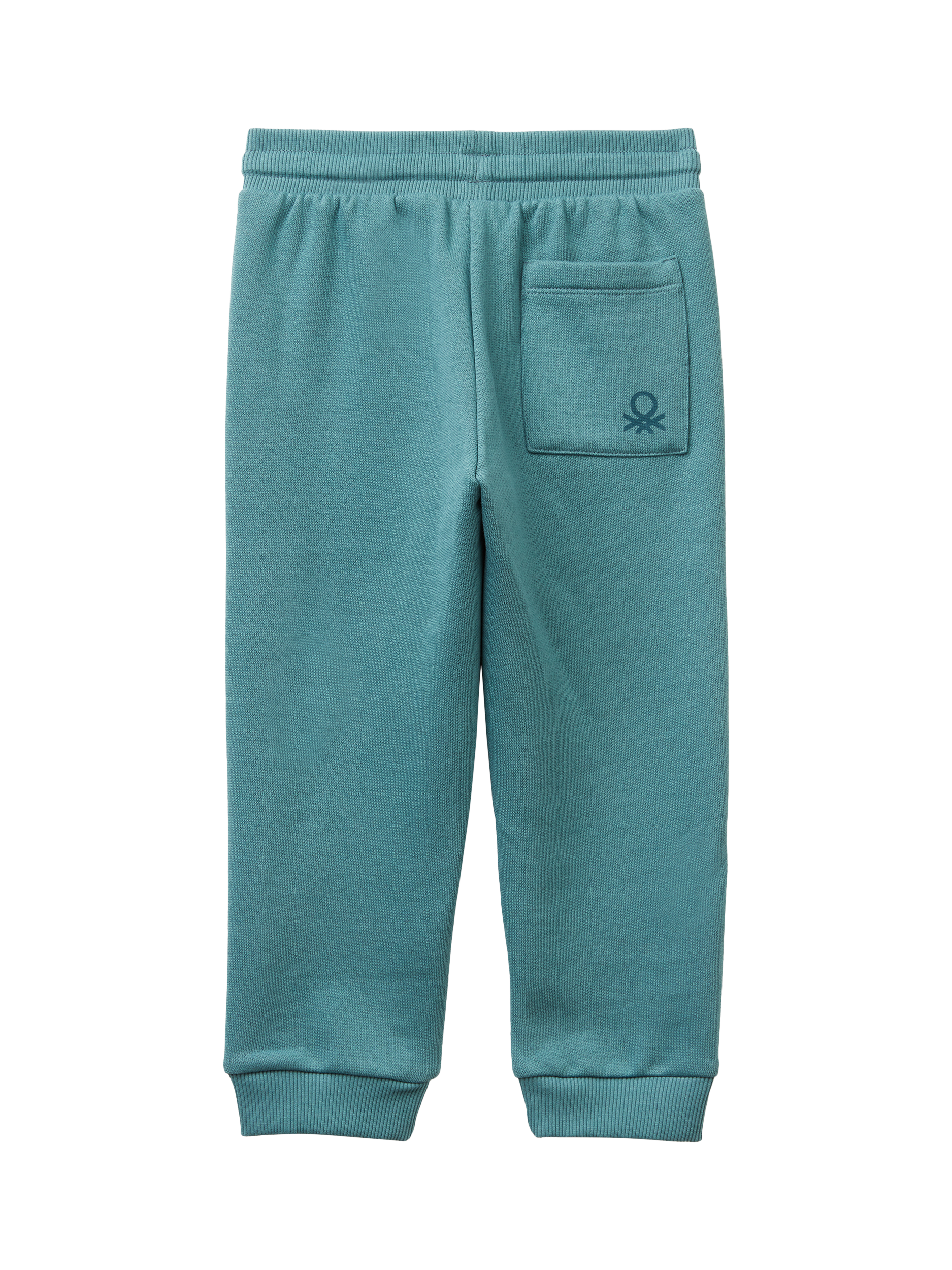 Product image 2 of 3, which shows Benetton Kids' Cotton Blend Fleece Drawstring Joggers, Turquoise, 5-6 years