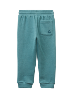 Benetton Kids' Cotton Blend Fleece Drawstring Joggers, Turquoise - view 2, Turquoise