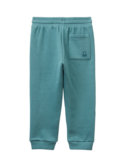 Benetton Kids' Cotton Blend Fleece Drawstring Joggers, Turquoise - view 2, Turquoise