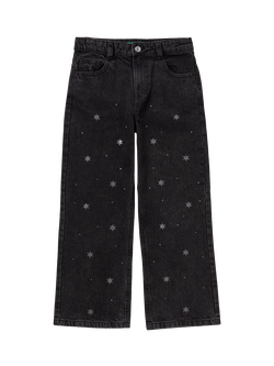 Benetton Kids' Rhinestone Straight Fit Jeans, Black