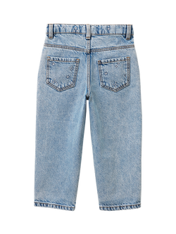 Benetton Kids' Star Embroidered Mom Fit Jeans, Blue - view 2, Blue