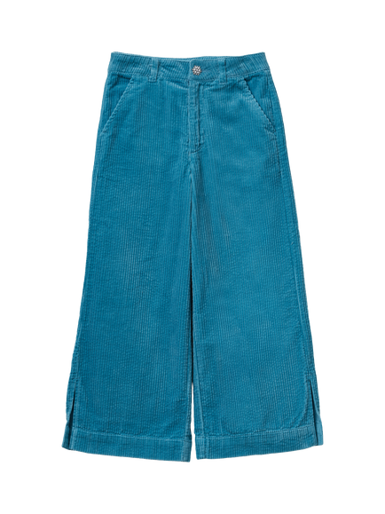 Benetton Kids' Corduroy Wide Leg Trousers, Blue, Blue