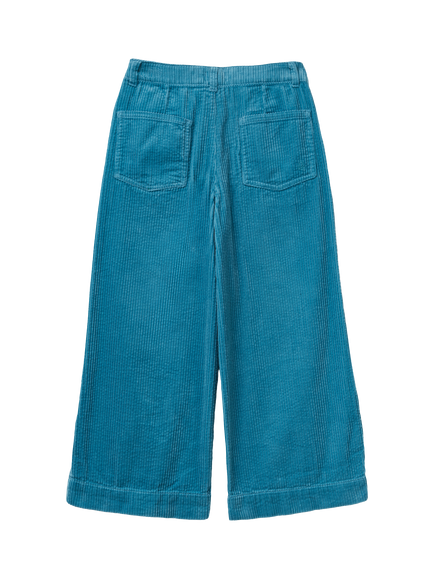 Benetton Kids' Corduroy Wide Leg Trousers, Blue - view 2, Blue