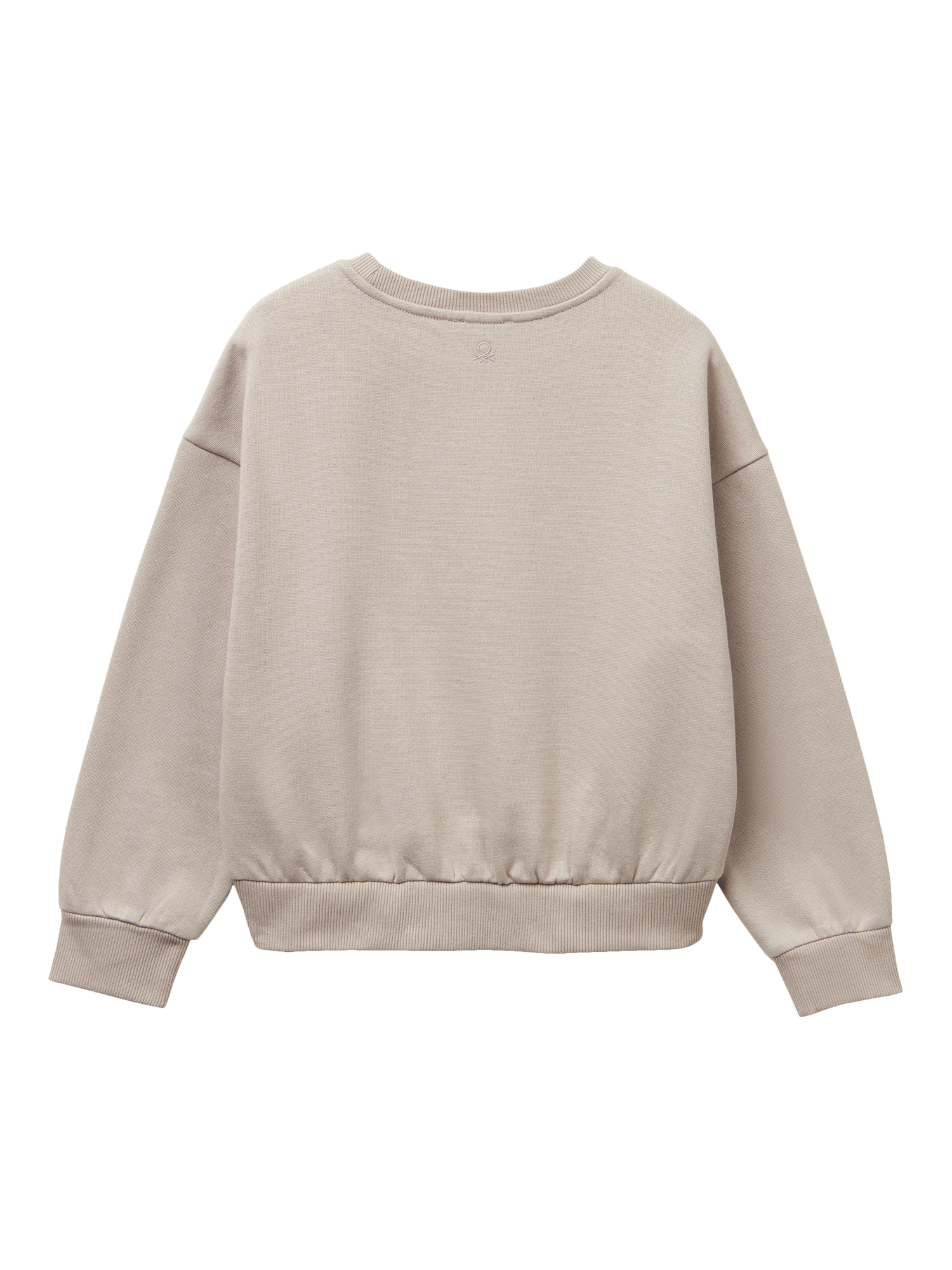 Product image 2 of 3, which shows Benetton Kids' Cotton Blend Oversized Sweatshirt, Beige, 6-7 years