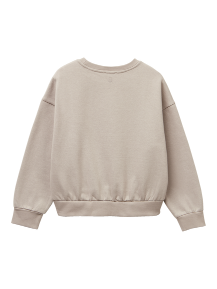 Benetton Kids' Cotton Blend Oversized Sweatshirt, Beige - view 2, Beige