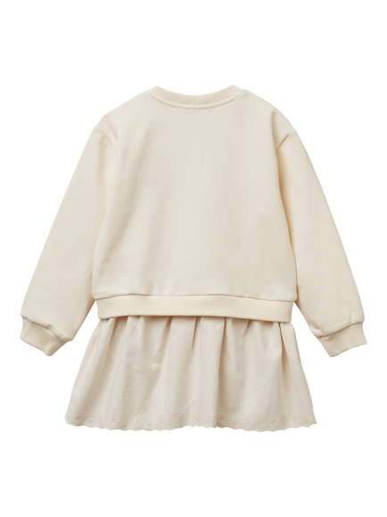 Benetton Kids' Fleece Sweatshirt Dress, White - view 2, White