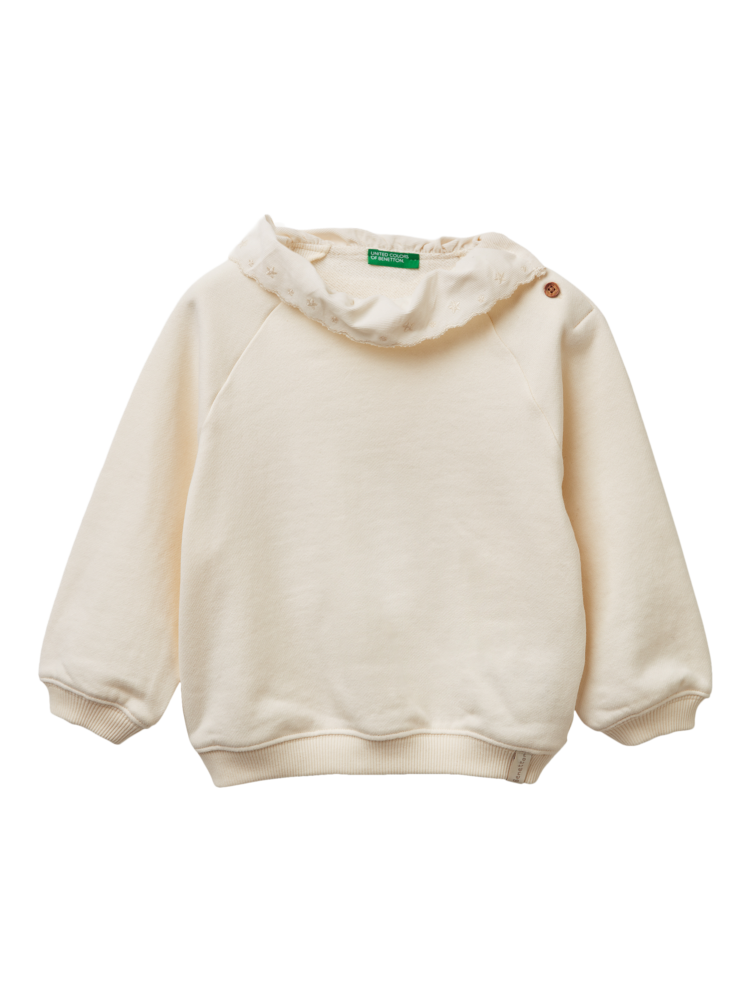 Product image 1 of 3, which shows Benetton Kids' Cotton Blend Crew Neck Jumper, White, 2-3 years