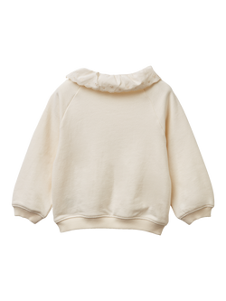 Benetton Kids' Cotton Blend Crew Neck Jumper, White - view 2, White