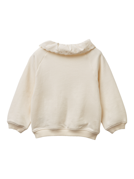 Benetton Kids' Cotton Blend Crew Neck Jumper, White - view 2, White