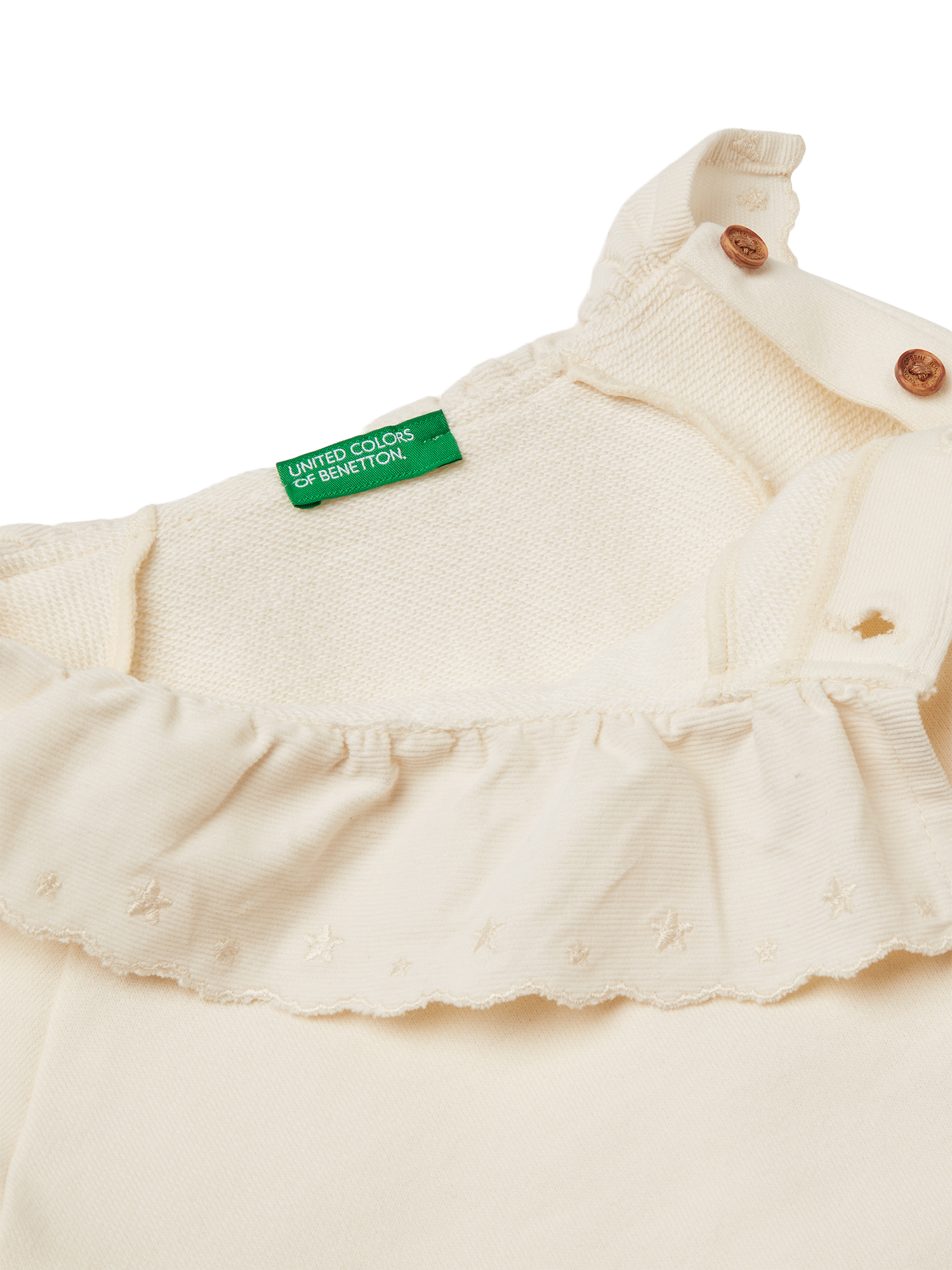 Product image 3 of 3, which shows Benetton Kids' Cotton Blend Crew Neck Jumper, White, 2-3 years
